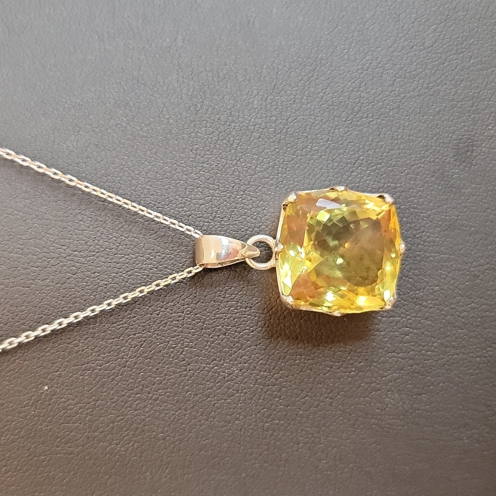 Lemon Quartz Pendant on 20" 925 Chain.